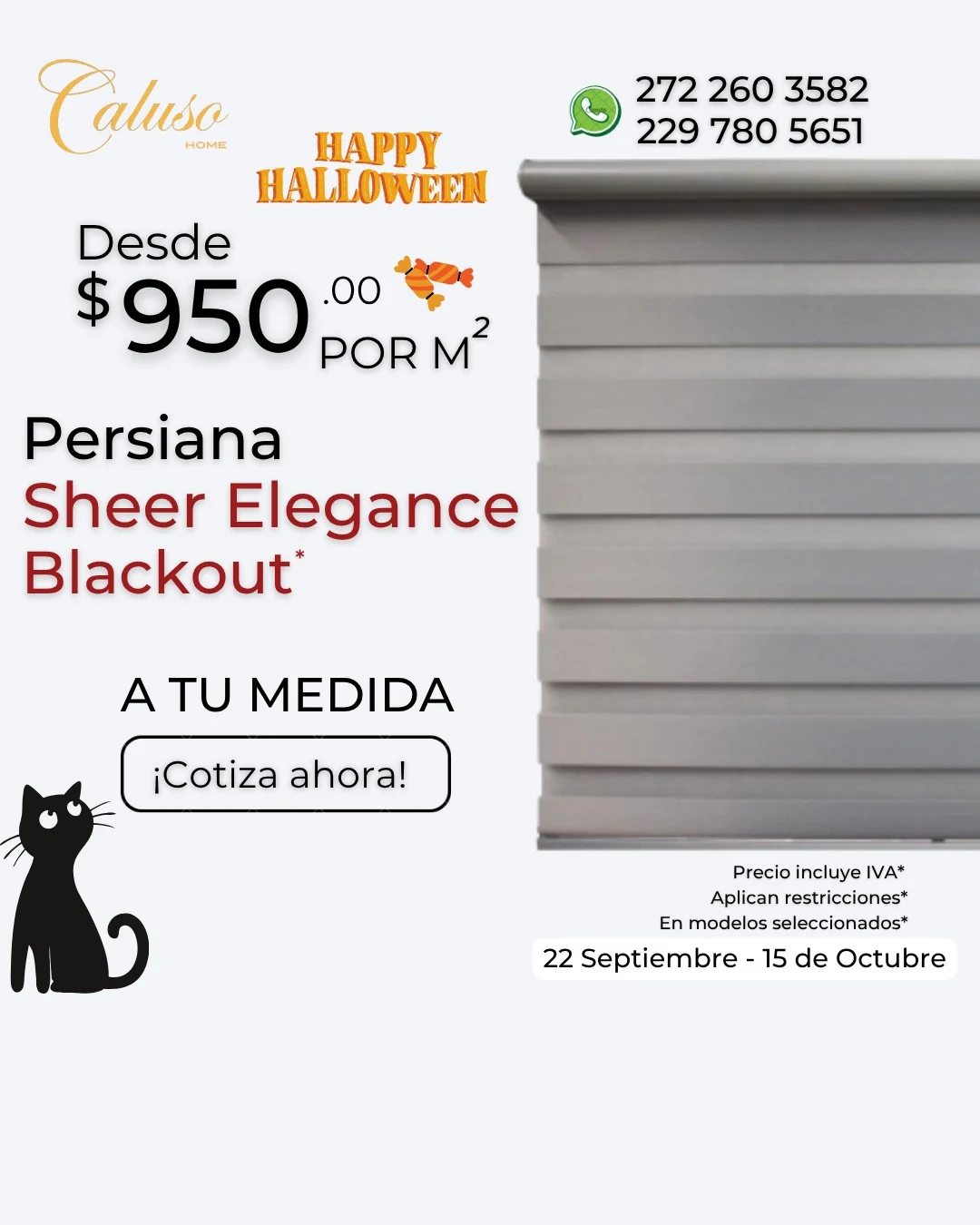 Promoción: Persiana Sheer Elegance Blackout a tu medida desde $950 por m²