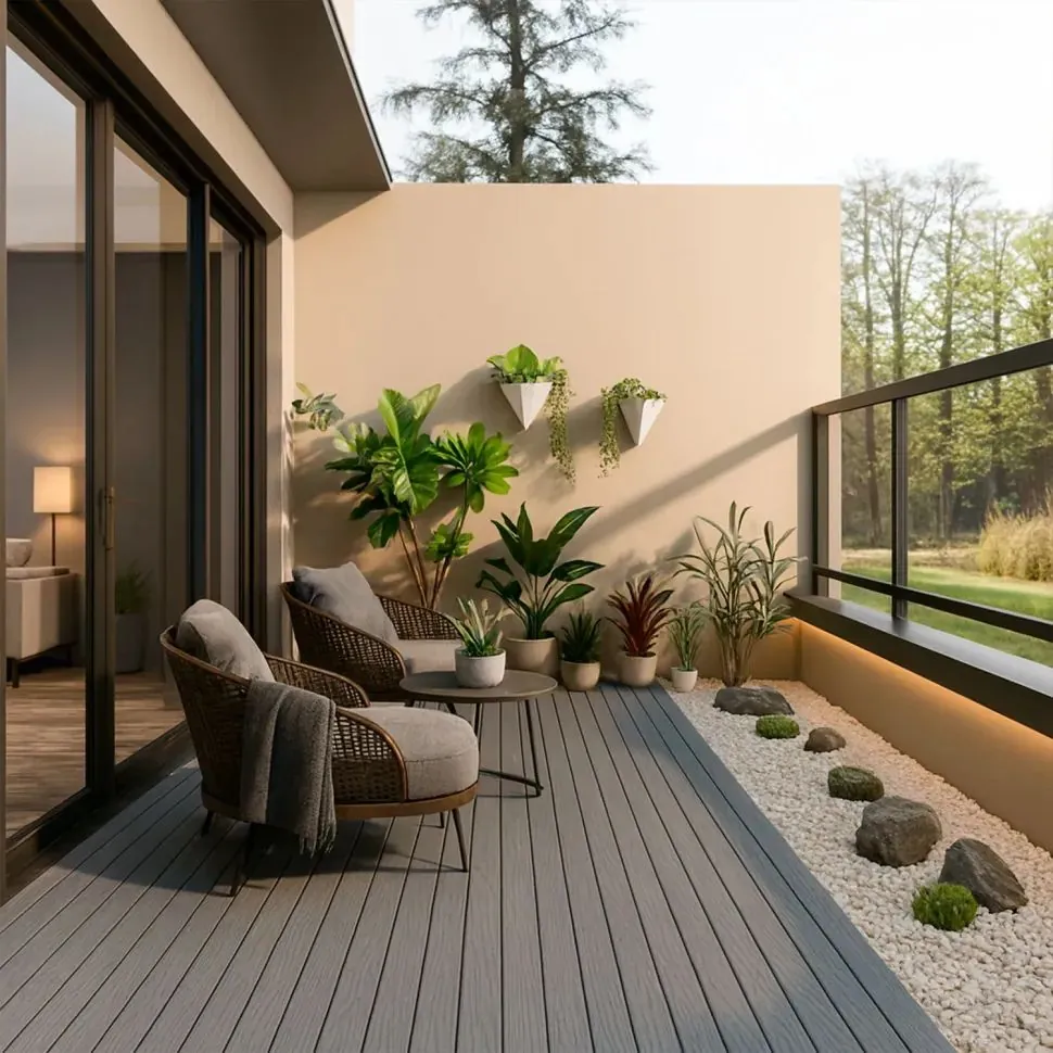 Terraza con deck sintético